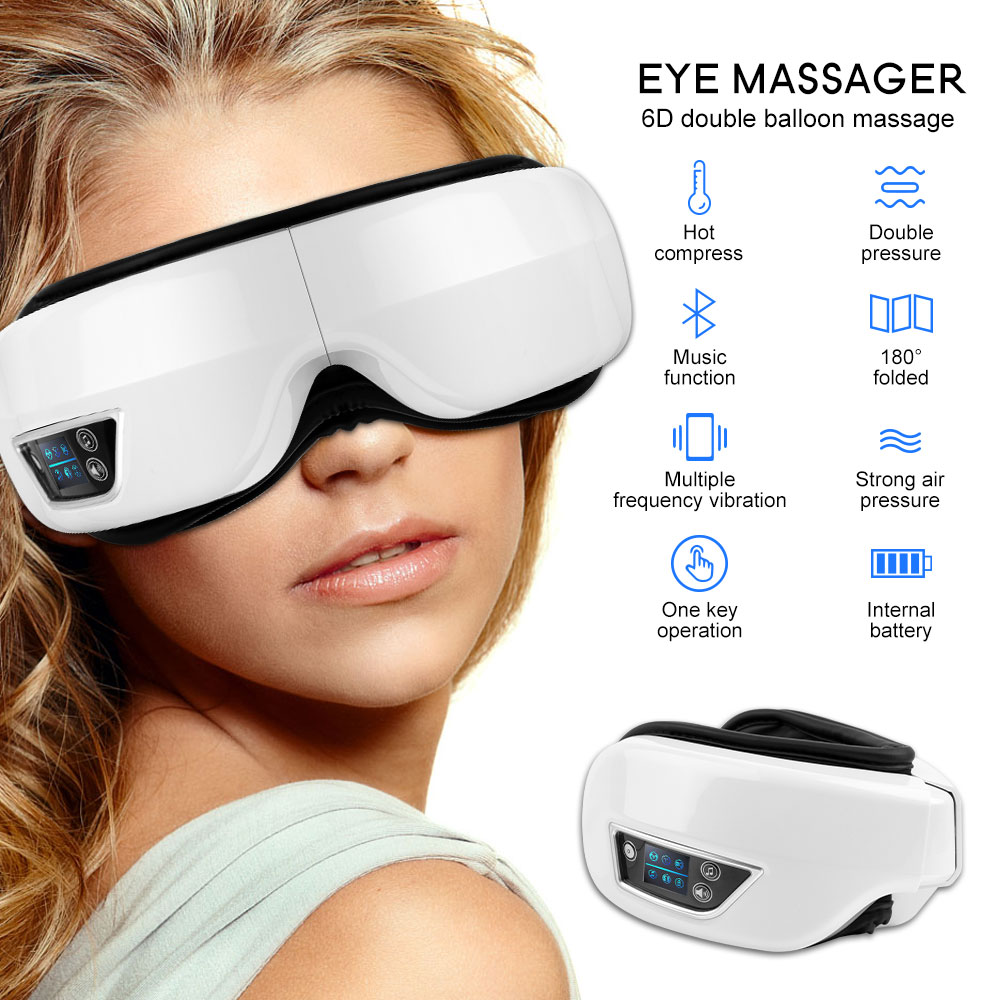 Eye Massager 6D Smart Airbag Vibration Eye Care Instrument Hot Compress Bluetooth Eye Massage